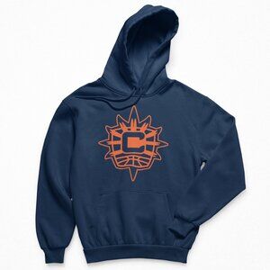NEW Connecticut Sun Monochrome Pop Big Logo Fleece Pullover Hoodie NAVY